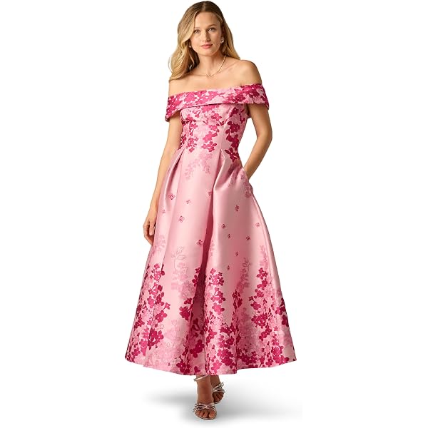 off the shoulder pin up dress Printed Off-Shoulder Split Dress – Charming Charlie