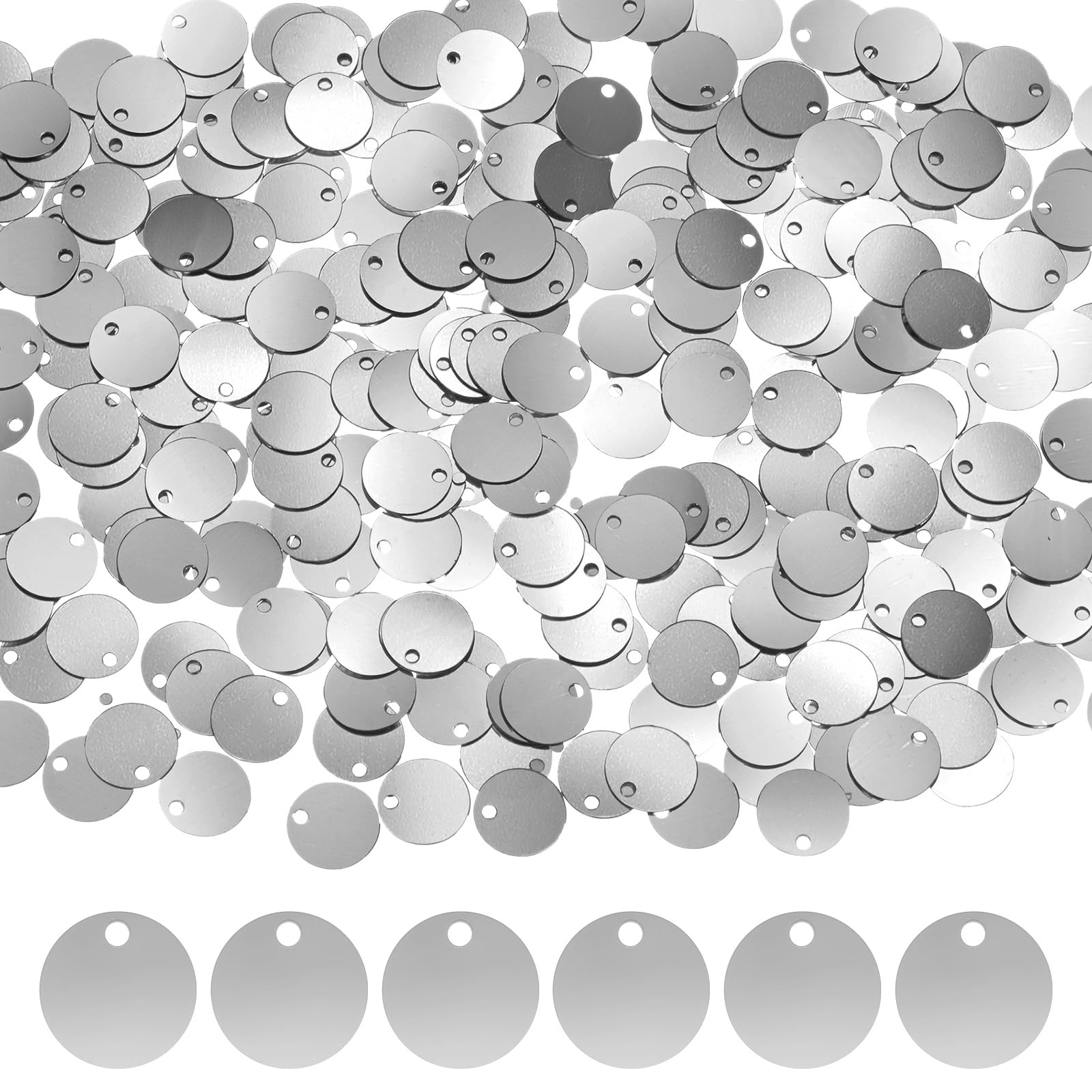 Photo 1 of M METERXITY 1980-Pack Flat Round Sequins for Crafts, 60g 10mm Loose Sequins Paillettes for Wedding/Sewing/DIY Craft, PVC Spangles with 1 Side Hole [Silver]