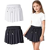 Yitoco Girl's Athletic Shorts High Waist Flowy Butterfly Skirt with Pockets Liner 2 in 1 for Fitness, Running Sports