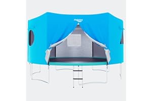 GARDENATURE Trampoline Tent Cover Frameless Shade with LED Light Trampoline Accessory Tent Outdoor Straight Pole Round Trampoline (Tent Only)