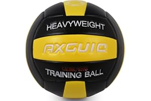 AXGUIQ 1.1LBS Weighted Volleyball - Heavy Weighted Volleyball Training Practice Equipment,Leather Soft Grip Durability Serve Trainer Size 5 Setter Training(Deflated)