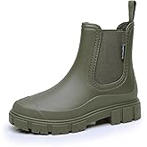 Drecage Womens Rain Boots Waterproof Rubber Garden Shoes Short Ankle Chelsea Boots Slip-Resistant