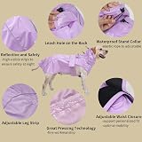 MAMORE Adjustable Waterproof Dog Raincoat Reflective Strip XX-Large Light Purple view 4