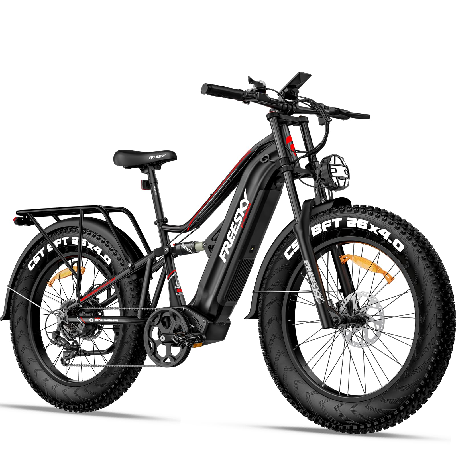 FREESKY 2500W BAFANG Motor Electric Bike for Adults, 48V 30Ah Samsung Cells Removable Battery Ebike 120 Miles, 38+MPH, 26" Fat Tire Dirt All-Terrain Mountain E Bike, Full Suspension, UL 2849 Certified
