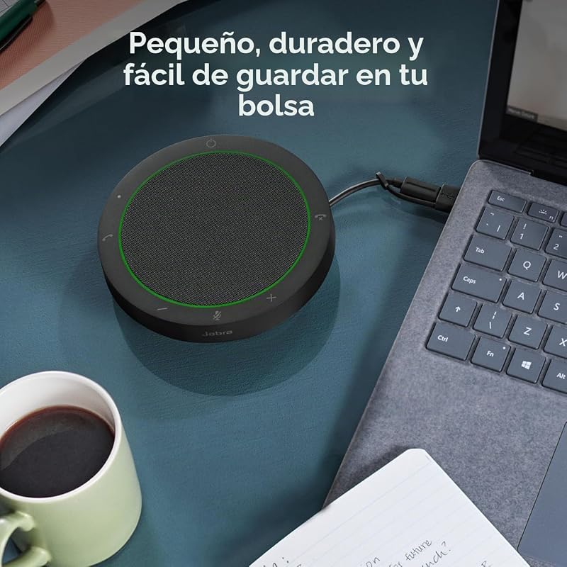 Alto-falante bluetooth sem fio jabra speak2 75, 4 microfones com cancelamento de ruído, alto alcance de 65 mm e áudio de banda super larga - certificado para equipes ms - cinza escuro