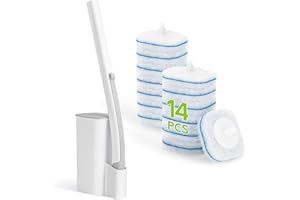 IVYROLL Toilet Bowl Cleaner Wand with 14 Refills, Disposable Toilet Brush Set with Holder, Cleaning System Starter Wand Kit, Bathroom Cleaning Set