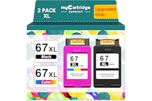 MYCARTRIDGE SUPRINT 67XL HP Printer Ink for HP Ink 67 Replacement for HP 67 Ink Cartridges Black/Color Combo Pack HP67 DeskJet 2755e 2855e 2700 2800e 2700e 4255e 4155e Envy 6055e 6000 6455e 6400 Printer Ink HP 67 XL