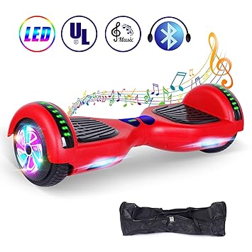 jolege 6.5' Elektro Self Balance Scooter mit 600W Smart Hoverboard mit bunten LED Lights Bluetooth Lautsprecher-freier Traget