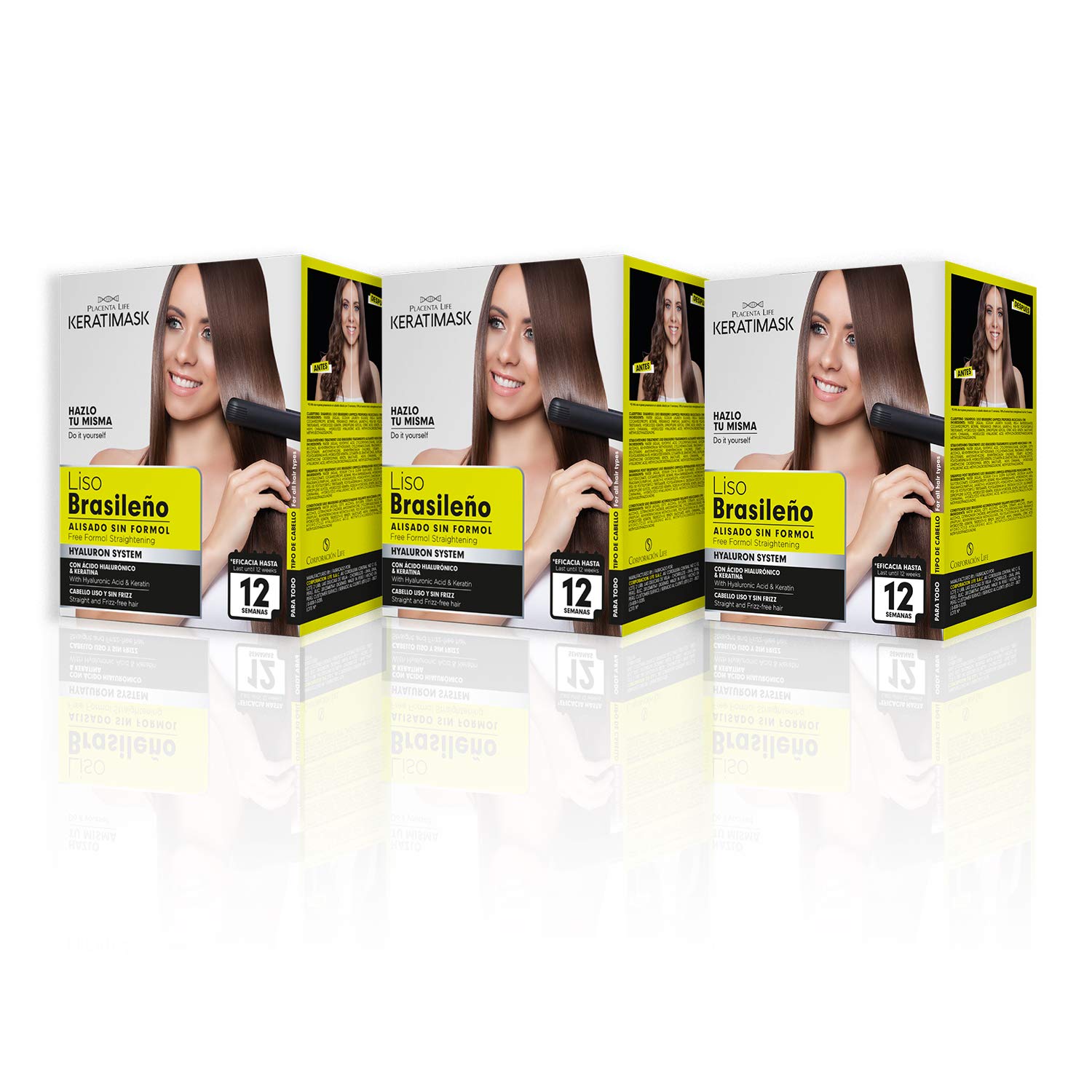 Be Natural Be Natural, Keratimask Brazilian Straightening Kit, Professional Long Lasting Result. Pack with 3 Kits. Pack of 3 380 g