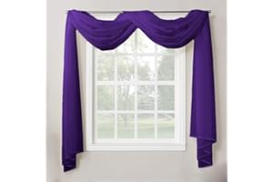 Decotex 1 Piece Sheer Voile Home Decor Fully Hemmed Scarf Valance Swag Topper (54" X 216", Purple)