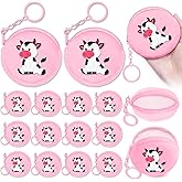 KeeStar 15 Pack Cow Coin Purse with Zipper Keychain,Wallet Bag Party Favors for Cow Birthday Party Decoration,Farm Animal Themed Baby Shower,School Carnival Rewards,Travel,Classroom Prize