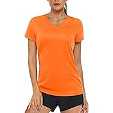 MAGCOMSEN Women's T Shirts Short Sleeve Workout Tops UPF 50+ Sun Protection V-Neck Moisture Wicking Quick Dry Tee