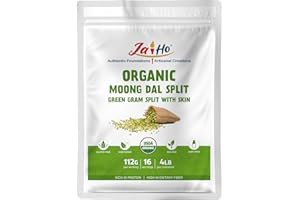 Jai Ho Certified Organic Moong Mung Split Dal with Skin Husk 4 lb | Green Gram Split Lentils | USDA Organic | Non-GMO | Chemical-Free | Kosher