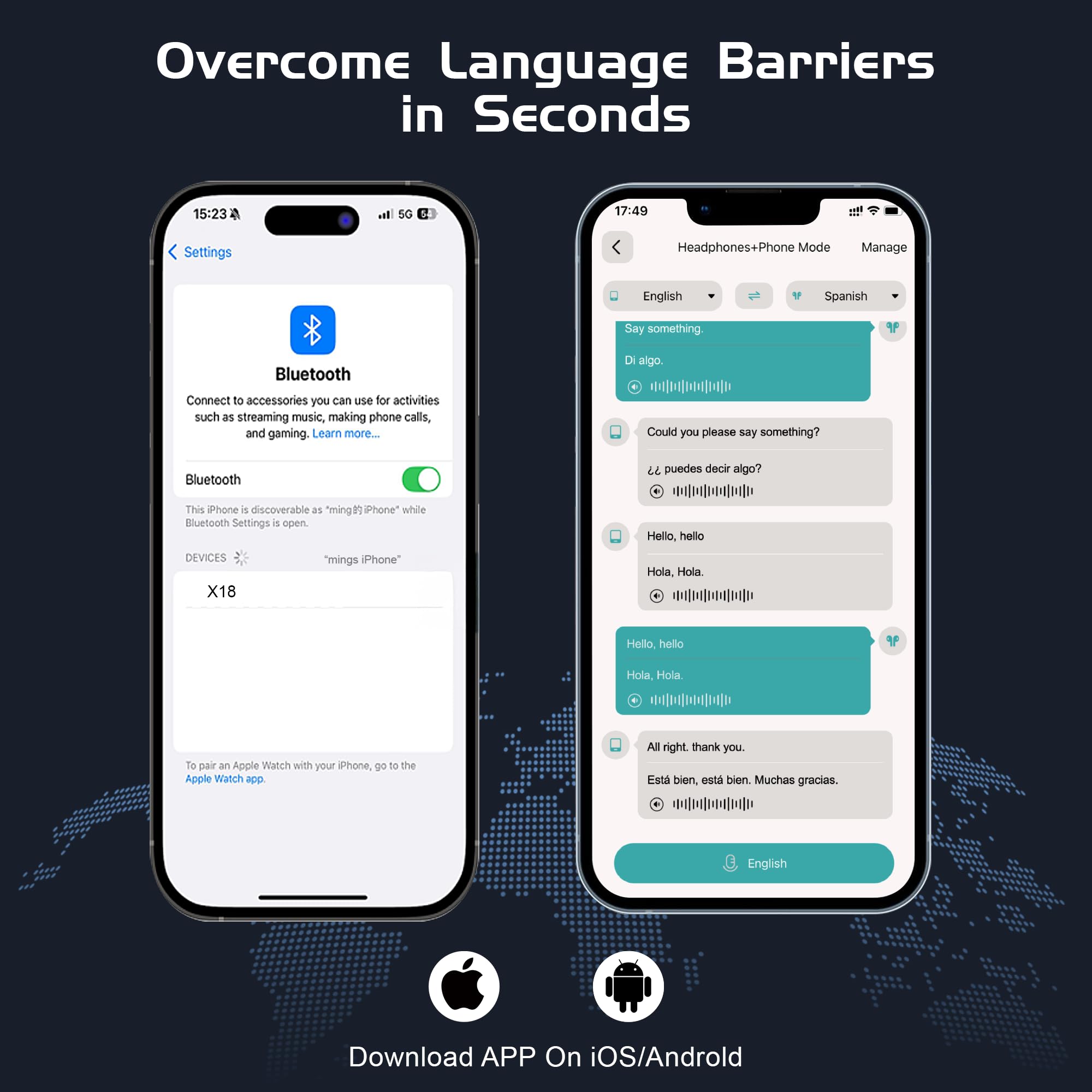 IAMJOY Language Translation Earbuds, 163 Two Way AI Translator Earbuds Language Translator OWS Earbuds Real Time 3-in-1 Online Translator Device with APP Fit iOS ＆ Android for Travel Business Learning