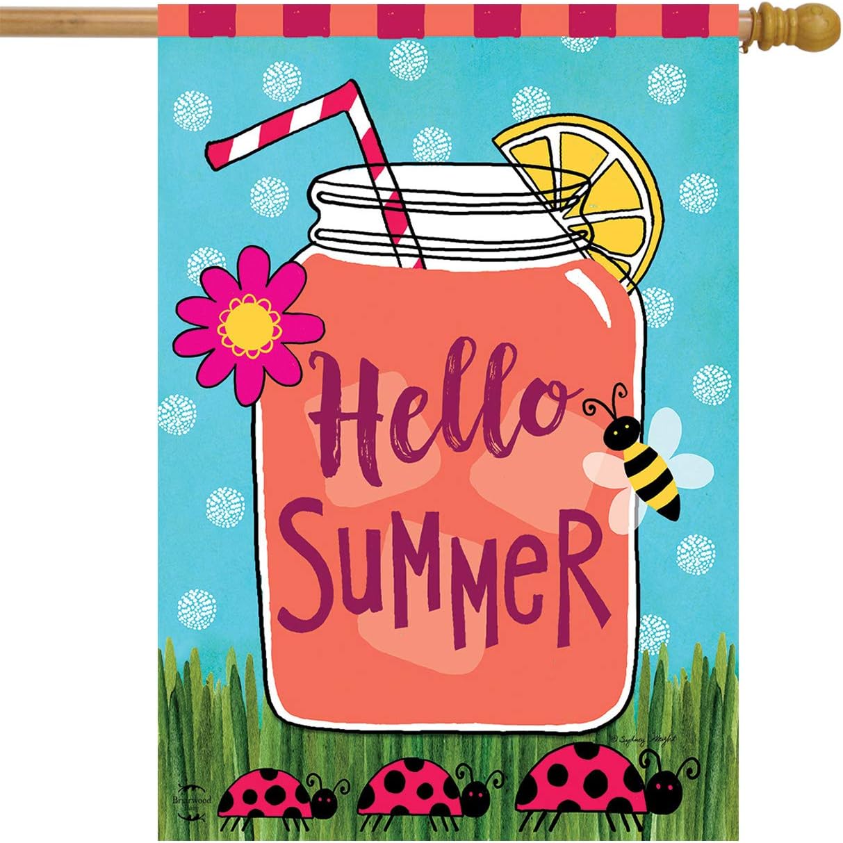 Briarwood Lane Welcome Summer Lemonade House Flag Mason Jar Ladybugs 28" x 40"