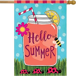 Briarwood Lane Welcome Summer Lemonade House Flag Mason Jar Ladybugs 28" x 40"