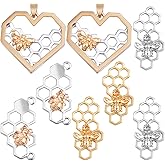 8pcs 4 Styles Honey Comb Bee Charms Alloy Honeybee Honeycomb Pendants Hollow Flying Animal Dangle Charms Ornaments for DIY Bracelet Necklace Keychains Craft Supplies