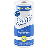 Scott Professional Kitchen Paper Towels, Bulk (41482), Fast-Drying Absorbency Pockets, White, Perforated (128 Sheets/Roll, 20 Rolls/Case, 2,560 Sheet Total)