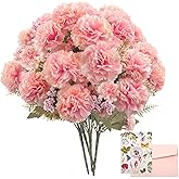 SNAIL GARDEN 16 Large Blooms Artificial Carnations Bulk with 24 Mini Blooms,Silk Pink Carnations Artificial Flowers with 2 Sizes Blooms & Leaves for Mothers Day Wedding Home Decor