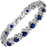 RIZILIA BLOSSOM Tennis Bracelet & Round Cut CZ [6 Colors available] in White Gold Plated, 7"