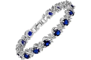 RIZILIA BLOSSOM Tennis Bracelet & Round Cut CZ [6 Colors available] in White Gold Plated, 7"