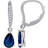Sterling Silver Womens Blue Cubic Zirconia Tear Drop Dangle Earrings