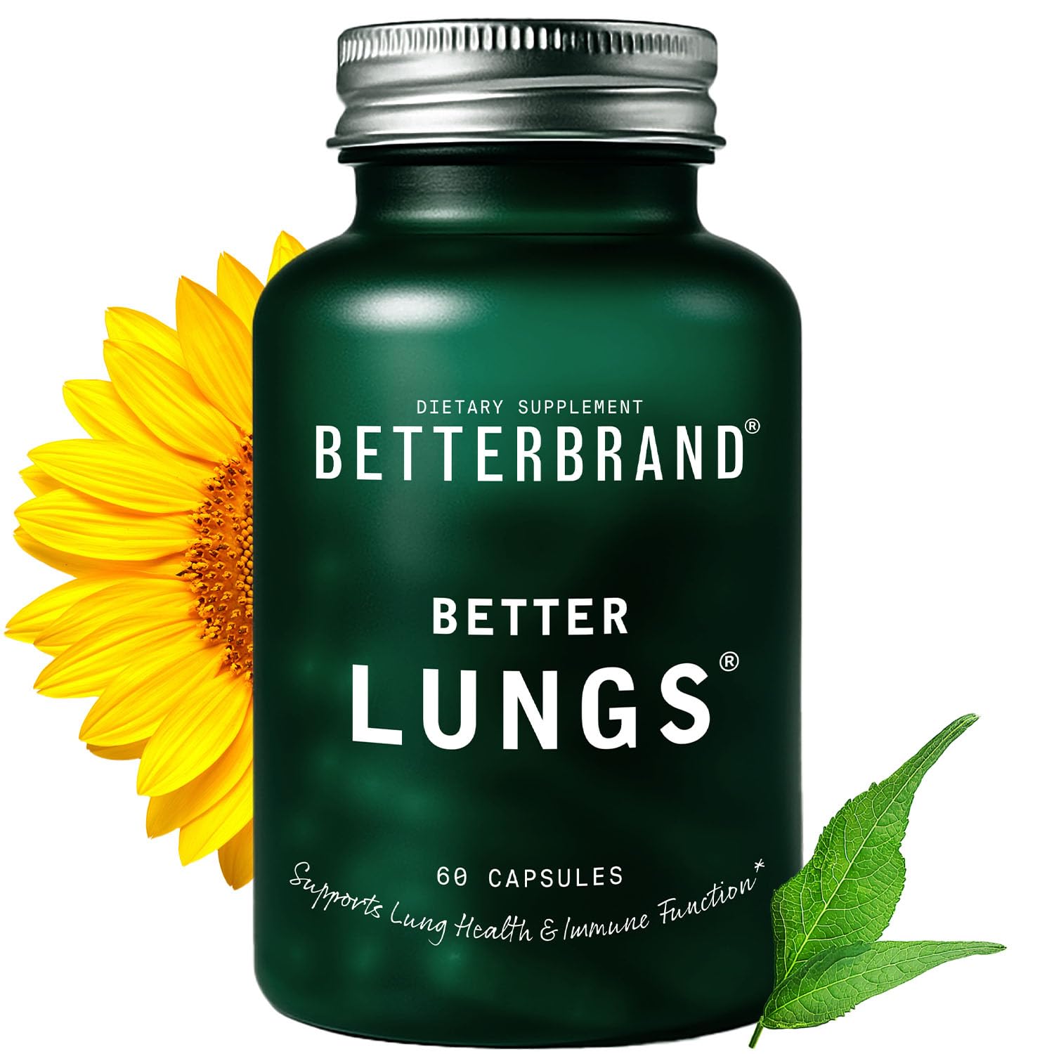 Betterbrand Mullein Leaf Extract for Lungs – Lung Support with Elderberry, Vitamin D, Ginseng & Reishi – Healthy Flow Cleanse & Immune Support– 60 Capsules