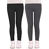 JOCMIC Girls Fleece Lined Leggings Winter Pants Thick and Warm Pack of 2