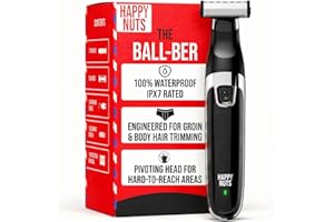 HAPPY NUTS The Ballber™ Electric Body Hair Trimmer for Men - Mens Body Groomer Kit for Privates - IPX7 Waterproof Shaver for Hard to Reach Areas