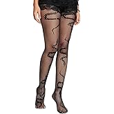 Mrotrida Women's Print Fishnet Tights High Waist Pantyhose Gothic Punk Mesh Fishnet Stockings