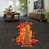 3D Floor Vinyl Decals of Volcano Bridge | Waterproof, Super Vivid Color, Lava Play Room Decorations for Living Room Nursery B