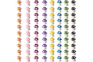 Teenzee 80P Mini Mushrooms, Tiny Resin Mushroom Figurines Small Little Resin in Bulk for Miniature Landscape Aquarium Potted Fairy Garden Home Decor Accessories Party Favors Gifts