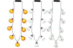 COVFEVER Halloween Eve Costume Party Accessories, 3Pcs Lighted up 3D Necklace for Trick or Treat Door to Door Parade Procession