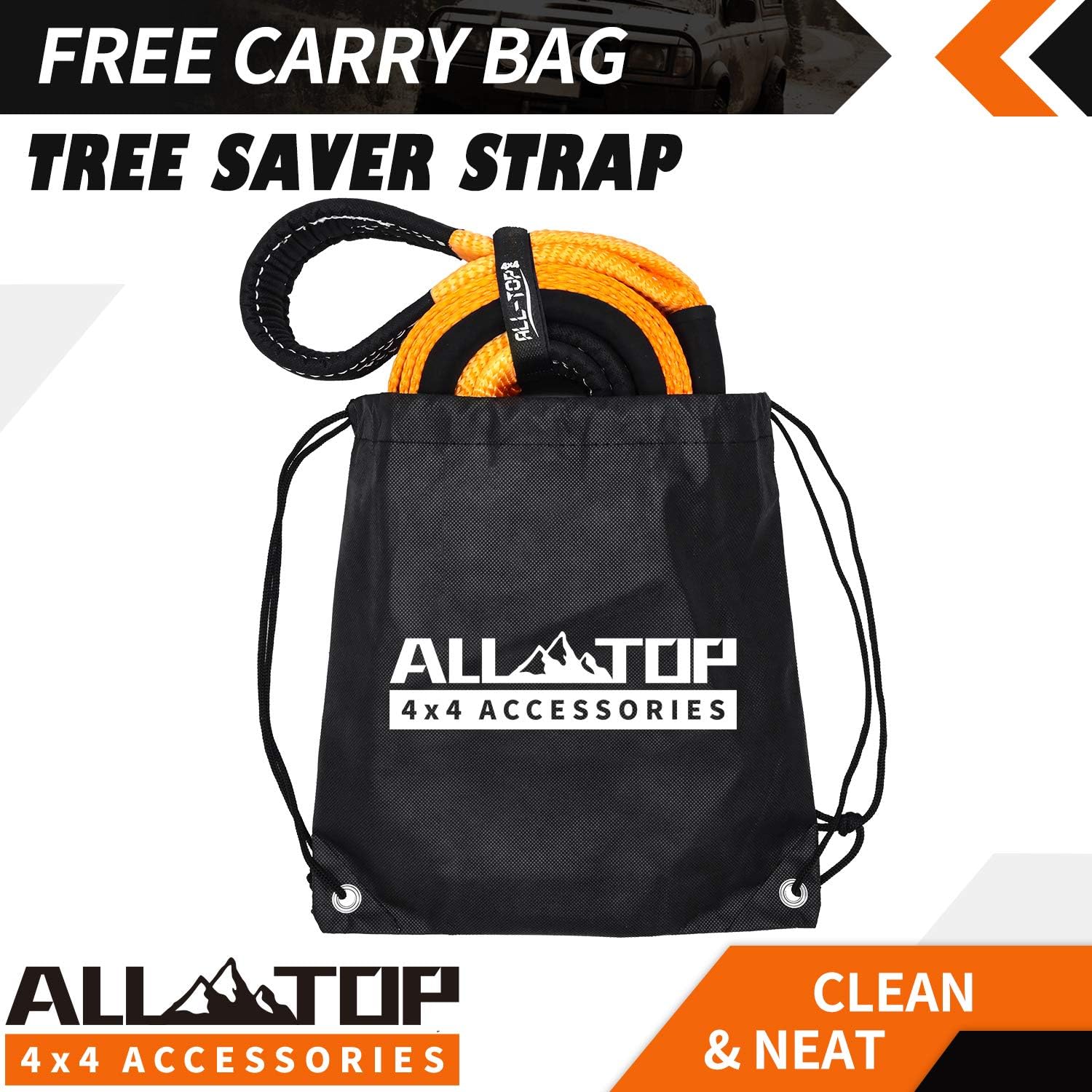 ALL-TOP Pro-Series Tree Saver Winch Strap 3" x8' - 36,000 Lbs Strength Tow Strap - Must Have for Towing, Off Road, Overland and Expedition: Automotive