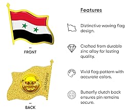 Syria Flag Lapel Pin - Enamel Metal National Badge