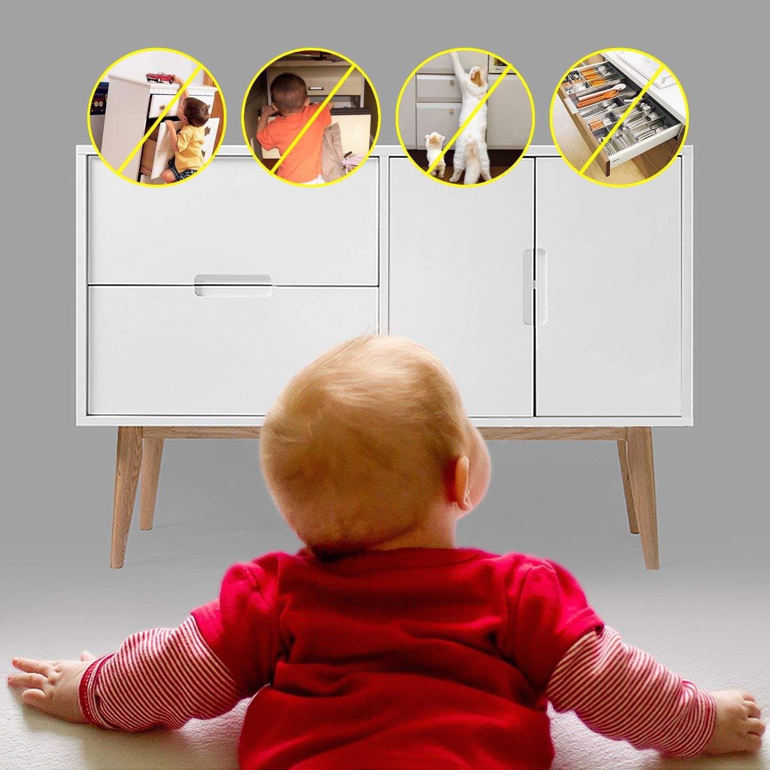 Cierres Seguridad Bebé,Levin Cerradura Magnética Con 10 Cierres 2 Llaves para Armario,Guardarropa,Con 3M Pegatinas Adhesivas Protege Niños