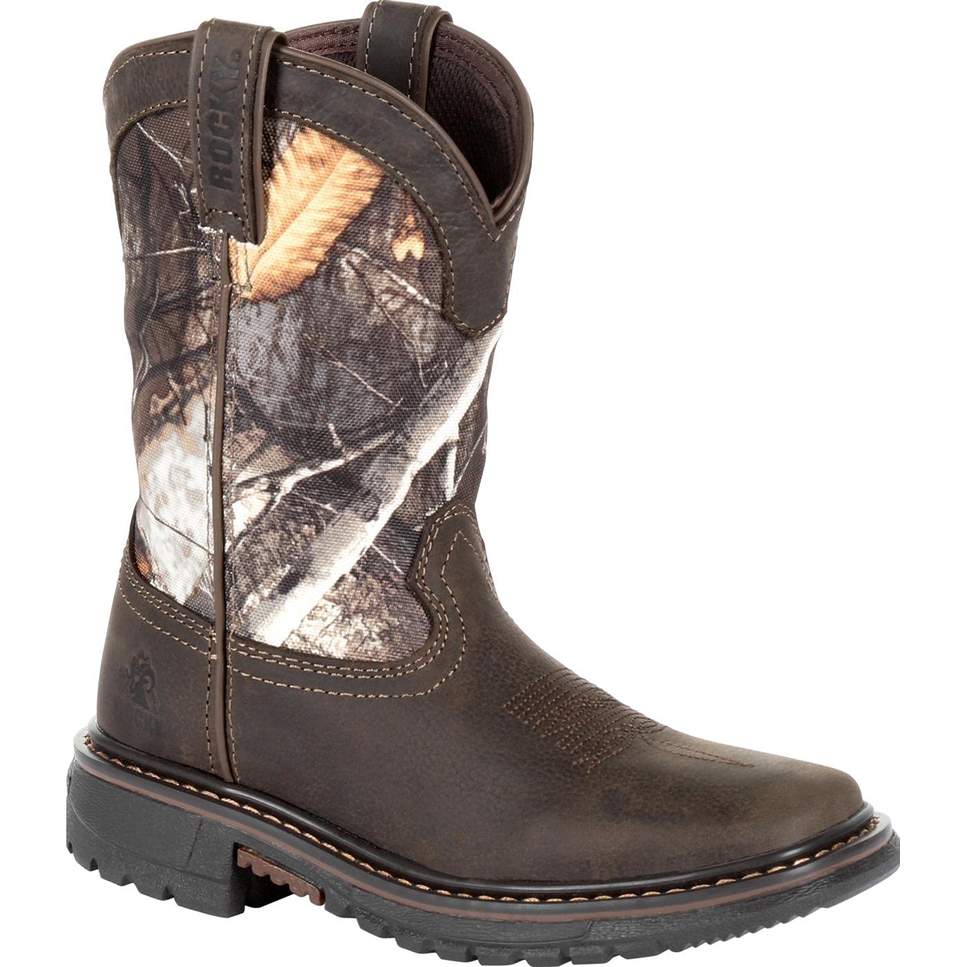 ROCKY Kids' Ride FLX Waterproof Western Boot, Brown Realtree Camo, Size 9.5(M) Image