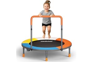 JOY SPOT! 3FT Toddler Trampoline for Kids Ages 1-6, 36" Foldable Mini Trampoline with Adjustable Handle, Indoor/Outdoor Rebounder, Colorful Jumping Mat, Quiet Elastic Band, Safety No-Gap, Max Load 100 LBS