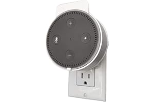 Dot Genie Deluxe Mount for Amazon Echo Dot 2nd Generation Alexa: The Simplest and Cleanest High-End Outlet Wall Mount Hanger Stand for Kitchen and Bathroom Speakers (Matte White)