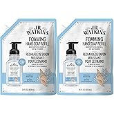 J.R. Watkins Foaming Hand Soap Refill, Moisturizing Foam Hand Wash, Formulated with Plant-Based Cleansers, Alcohol-Free, Cruelty-Free, Ocean Breeze, 28 fl oz, 2 Pack