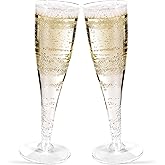 TENYASEN Plastic Champagne Flutes Disposable 30 Pack 5oz - Clear Mimosa Glasses, Elegant Disposable Wine Cups for Wedding, Party, Birthday & Bridal Shower with Easy Cleanup