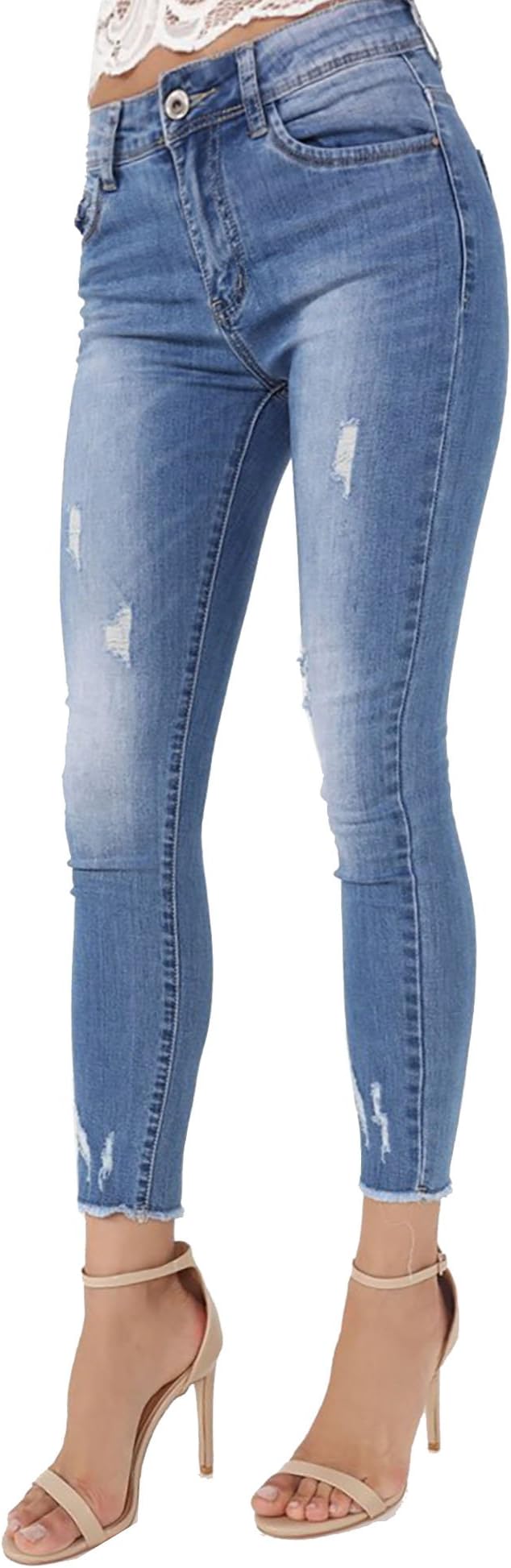 New Womens Ankle Grazer Skinny Denim Cropped Stretch Comfy Jeans Trouser