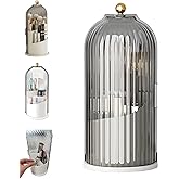 Concealed Toothbrush Holder, Rotating Bathroom Organizer Countertop, Toothbrush Holders with Cover, Bathroom Counter Organizer with Covered Makeup Brush Holder (1pcs Grey)