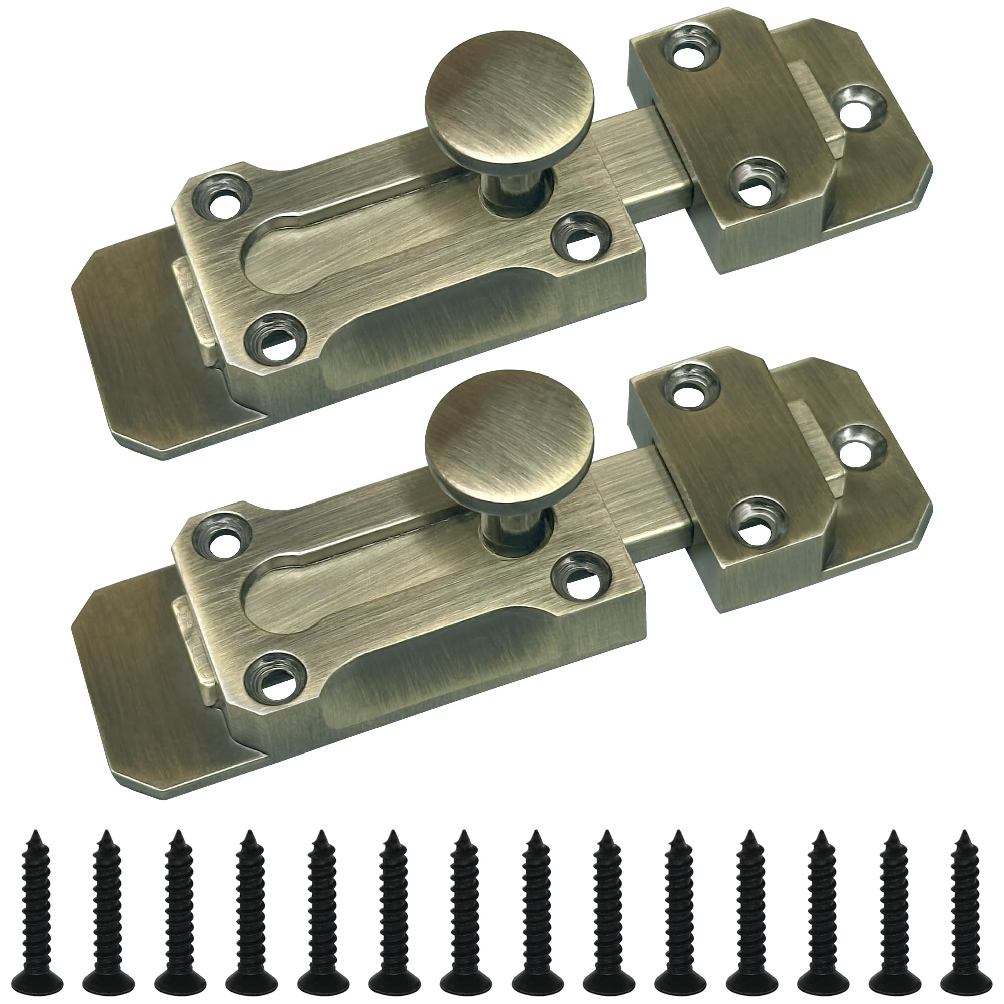 2 PCS Sliding Door Bolt Lock,Antique Safety Latches for Doors and Windows (Bronze)