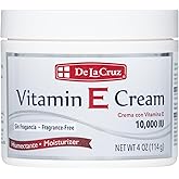 De La Cruz Vitamin E Cream Fragrance Free Moisturizer for Face &amp; Neck, 4 oz | Vitamin E 10,000 IU, Fragrance Free, Face Moisturizer, Allergy Tested, Dermatologist Approved, Non-Comedogenic, Made in USA