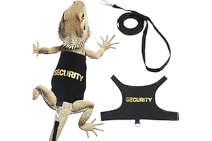 TUCNOEU 2pcs Bearded Dragon Harness and Leash Set, Adjustable Lizard Reptiles Harness with 5FT Leash, Small Animal Escape Proof Harness Clothes for Walking Outdoor(Black)