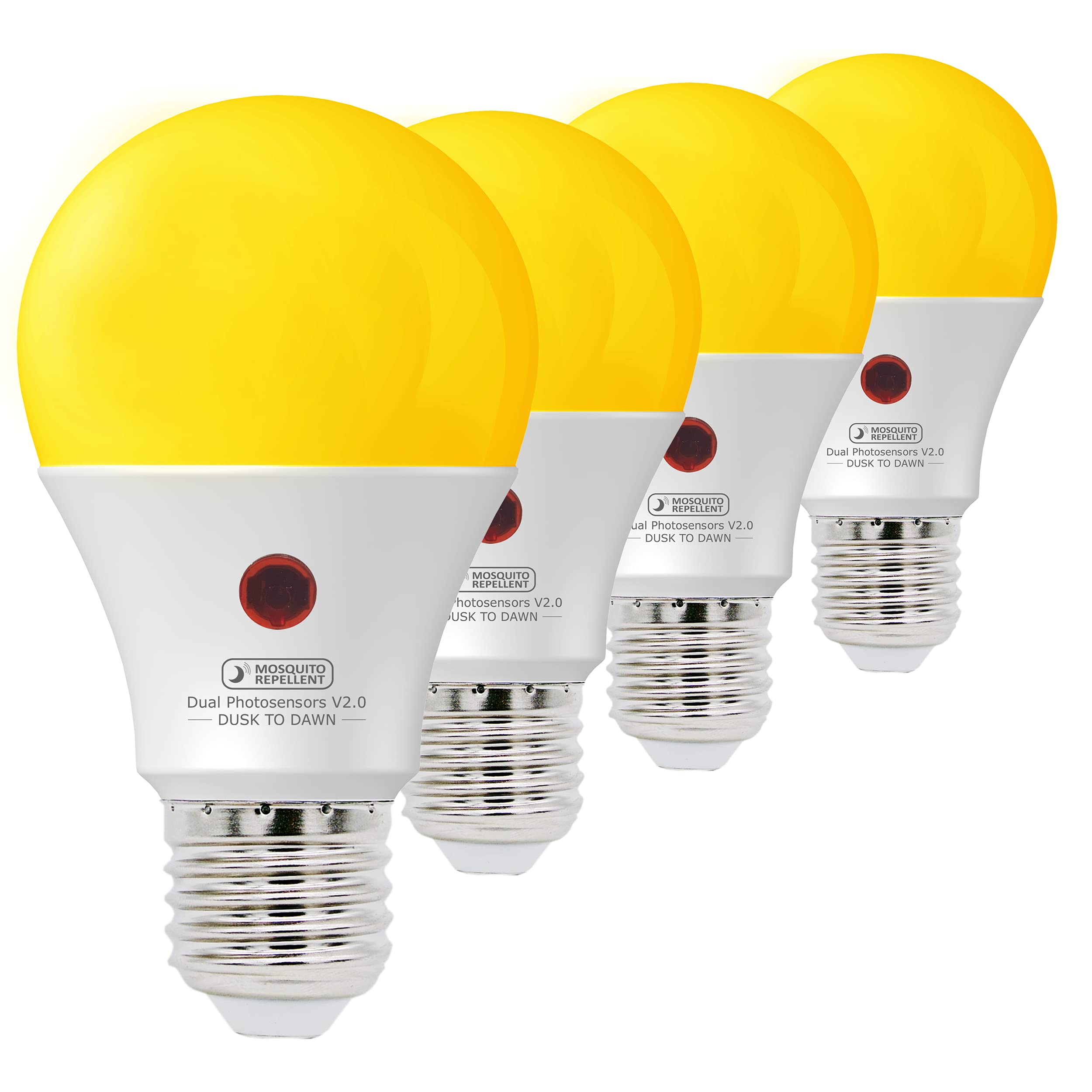 SINCELIGHT Dusk to Dawn LED Mosquito Repellent Bulb with Dual Photocell Sensors, ON/Off Automatic Depends on The Daylight Level, Outdoor Night Light from Dusk Till Dawn, Security Bulbs, 4 Pack
