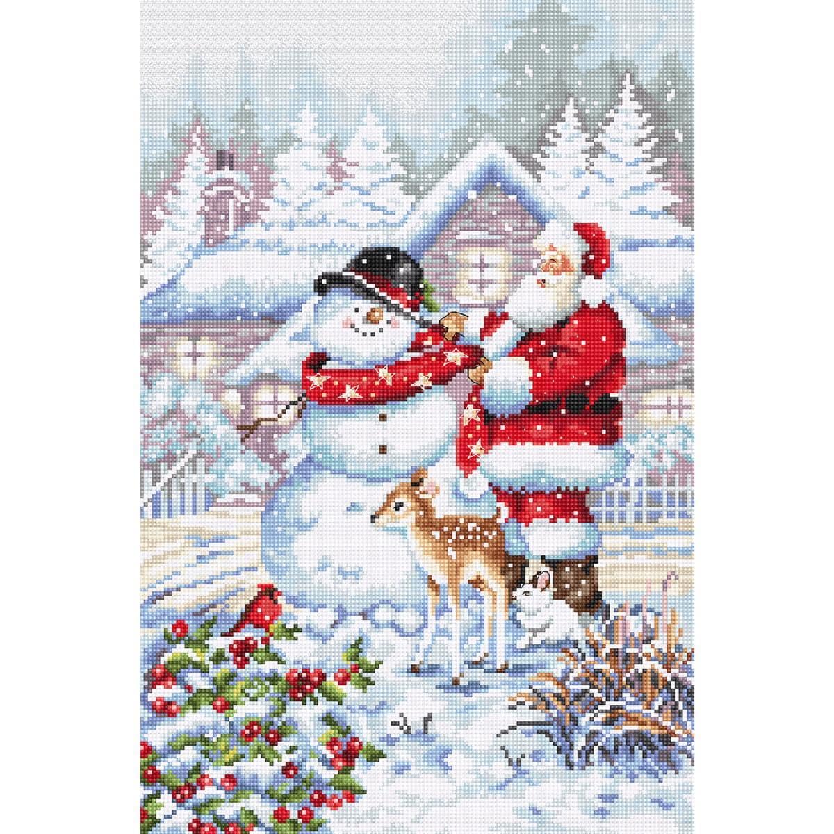 Letistitch Snowman and Santa Counted Cross Stitch Kit 33x22cm