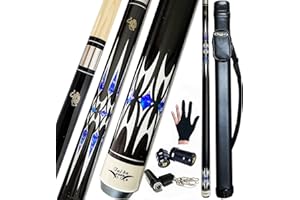 Tai ba cues 2-Piece Pool cue Stick + Hard Case, 13mm Tip, 58", Hardwood Canadian Maple Professional Billiard Pool Cue Stick 18,19,20,21,22 Oz Pool Stick (Selectable)-Blue, Black, Red, Gray, Green