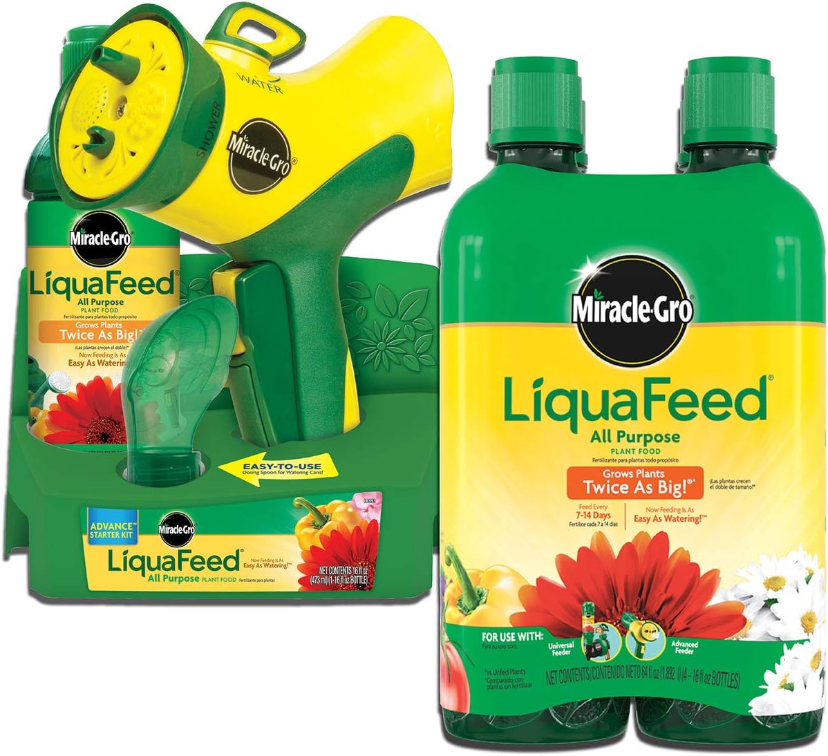 Miracle-Gro LiquaFeed All Purpose Plant Food Advance Starter Kit and Refills Bundle: One Feeder and Five Bottles